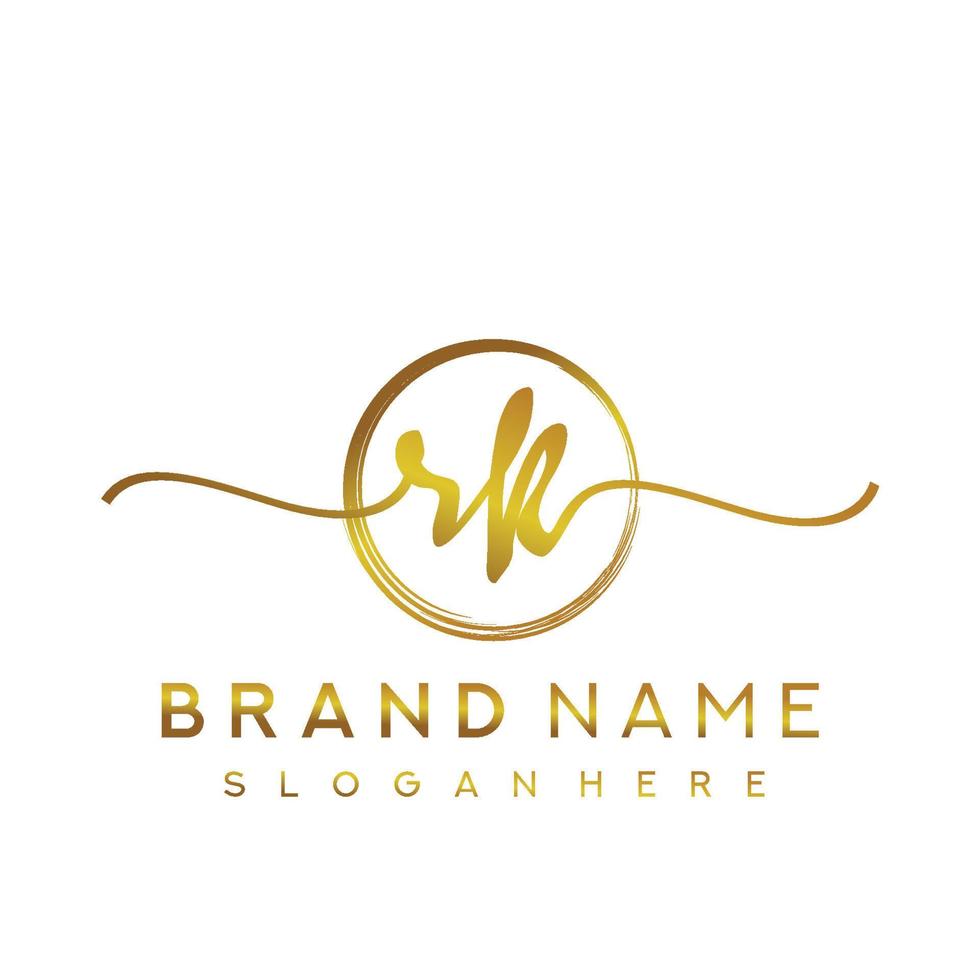 Initial RK handwriting logo with circle hand drawn template vector