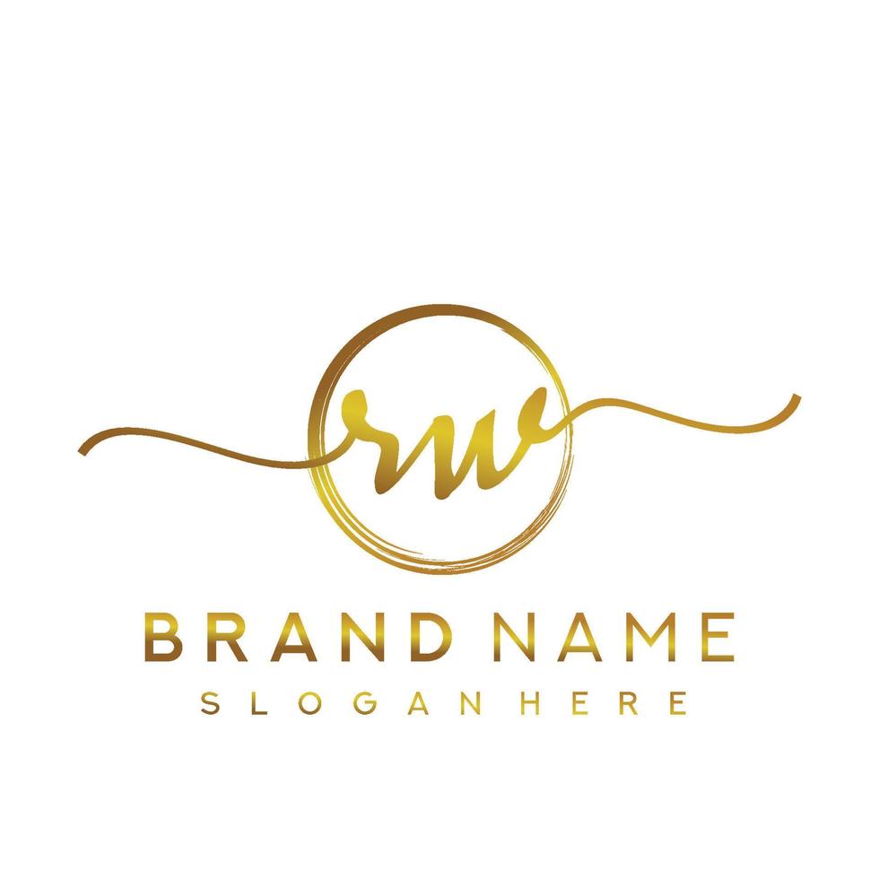 Initial RW handwriting logo with circle hand drawn template vector