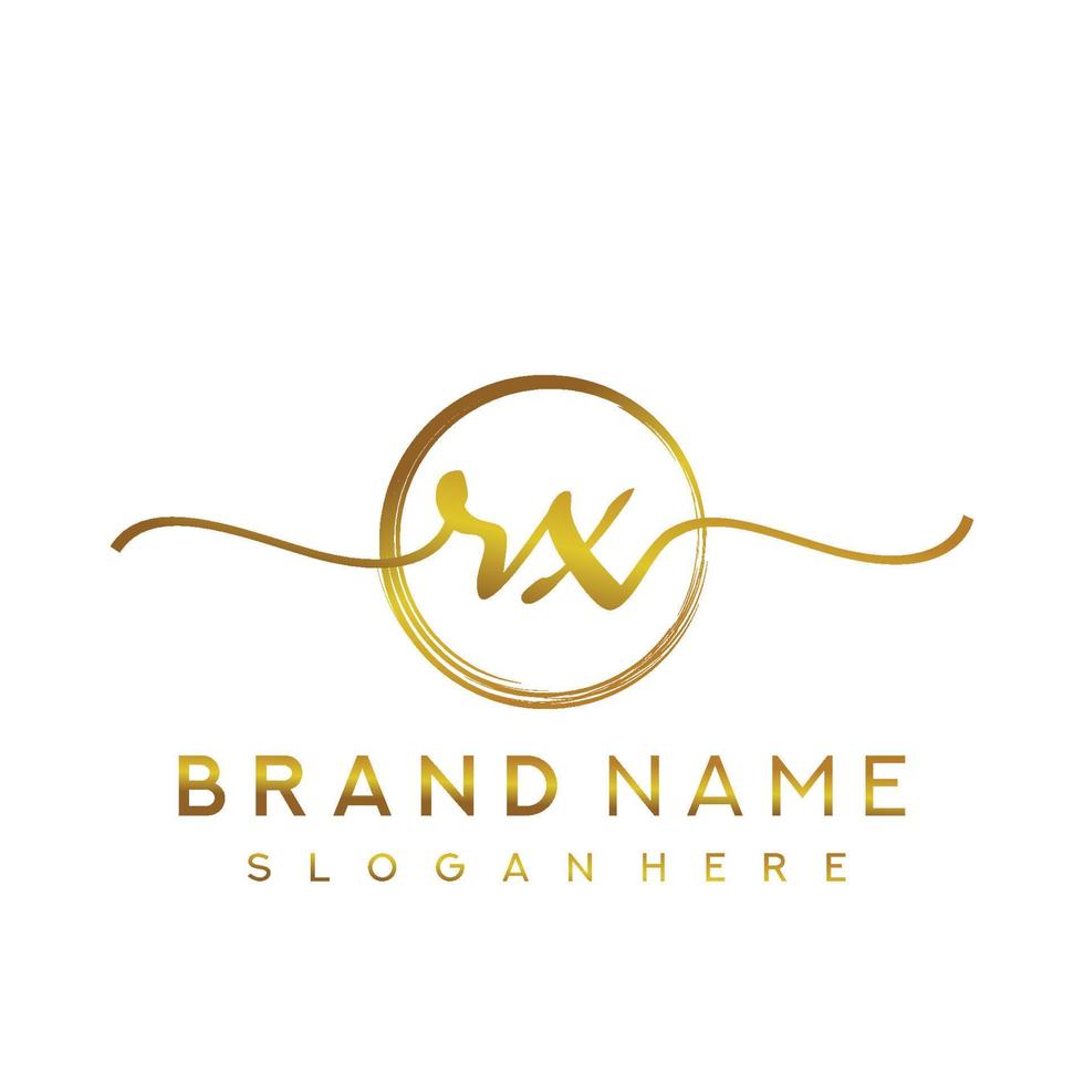 Initial RX handwriting logo with circle hand drawn template vector