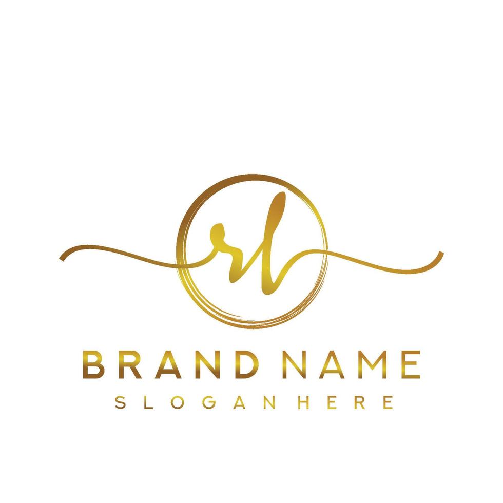 Initial RL handwriting logo with circle hand drawn template vector