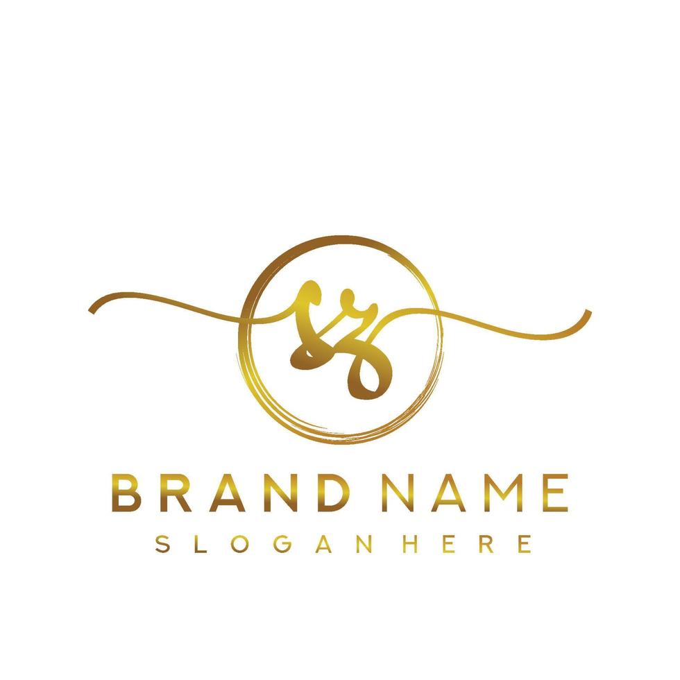 Initial SZ handwriting logo with circle hand drawn template vector
