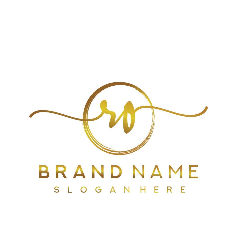 Initial RO handwriting logo with circle hand drawn template vector