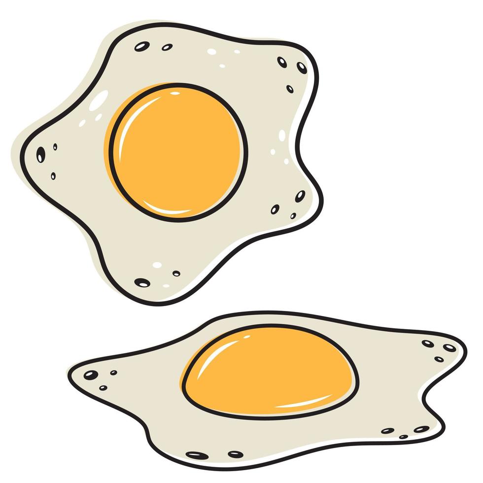 huevo frito, desayuno, estilo de dibujos animados, ilustración vectorial aislada en color vector