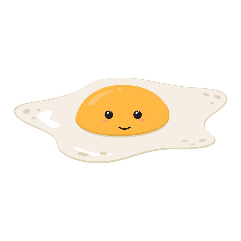 lindo personaje huevos fritos. color ilustración vectorial aislada de dibujos animados kawaii. vector