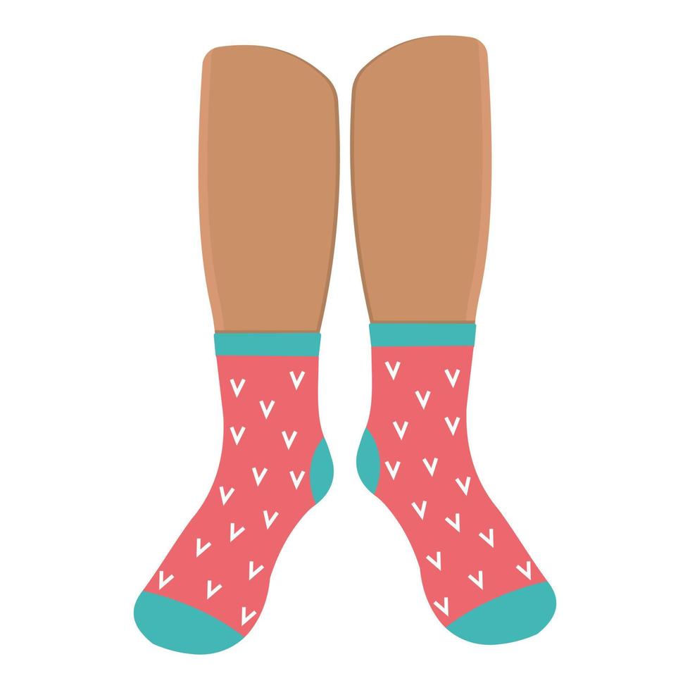 calcetines de colores en los pies, vector de color aislado ilustración de estilo de dibujos animados