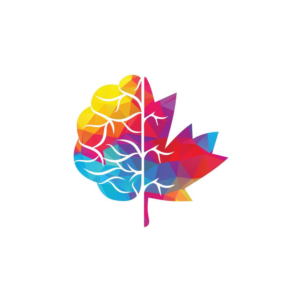 Creative brain and maple leaf logo design. Canada business sign. vector