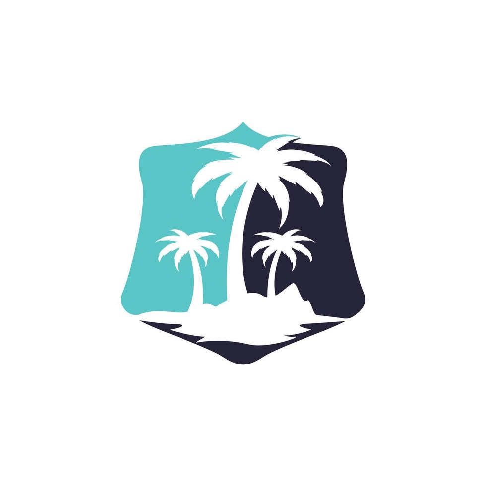 diseño de logo de playa tropical y palmera. diseño creativo del logotipo del vector de la palmera