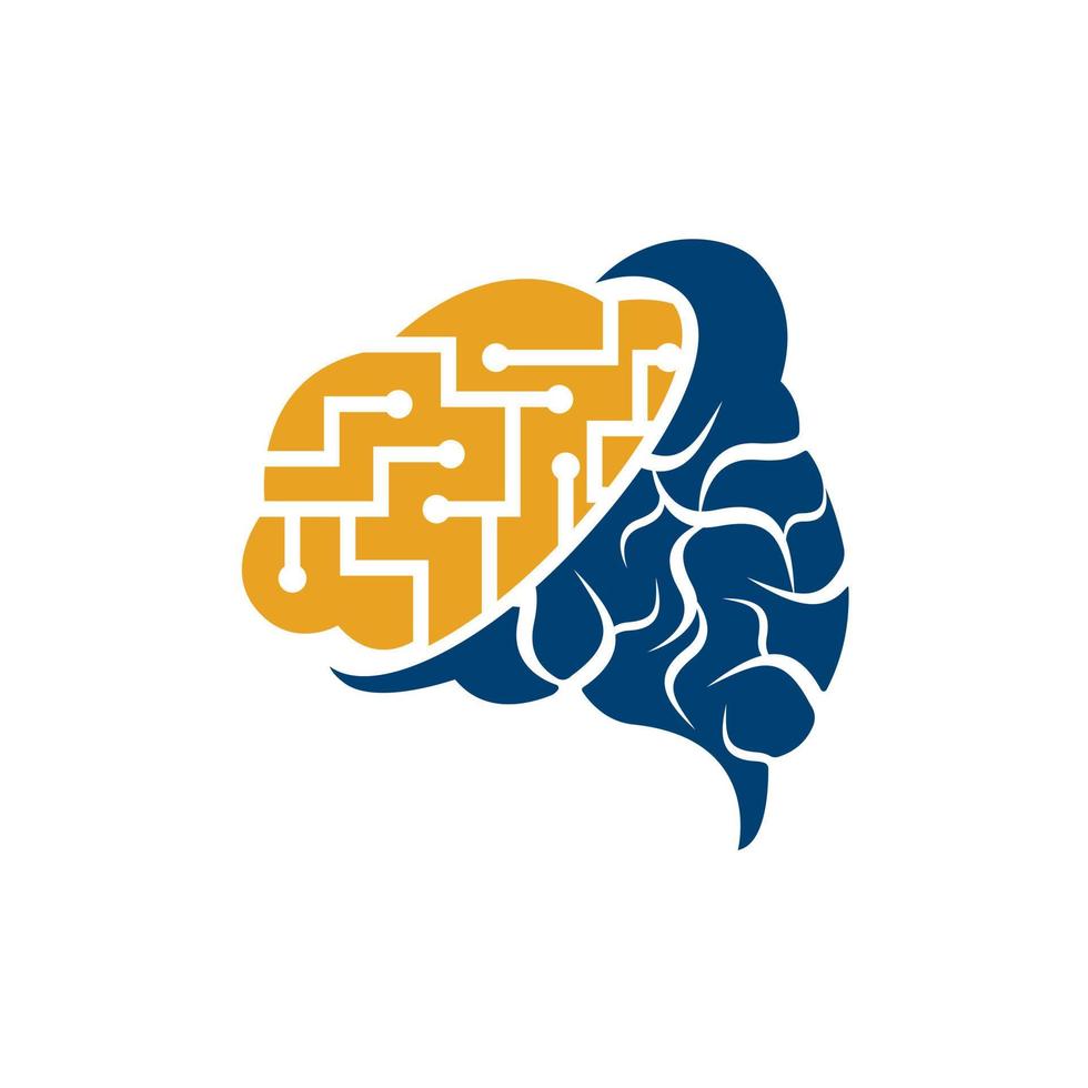 Brain connection logo design. digital brain logo template. Neurology Logo Think idea concept. vector