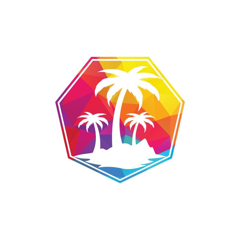 diseño de logo de playa tropical y palmera. diseño creativo del logotipo del vector de la palmera