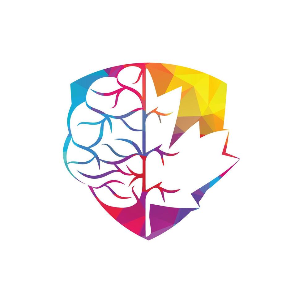 Creative brain and maple leaf logo design. Canada business sign. vector