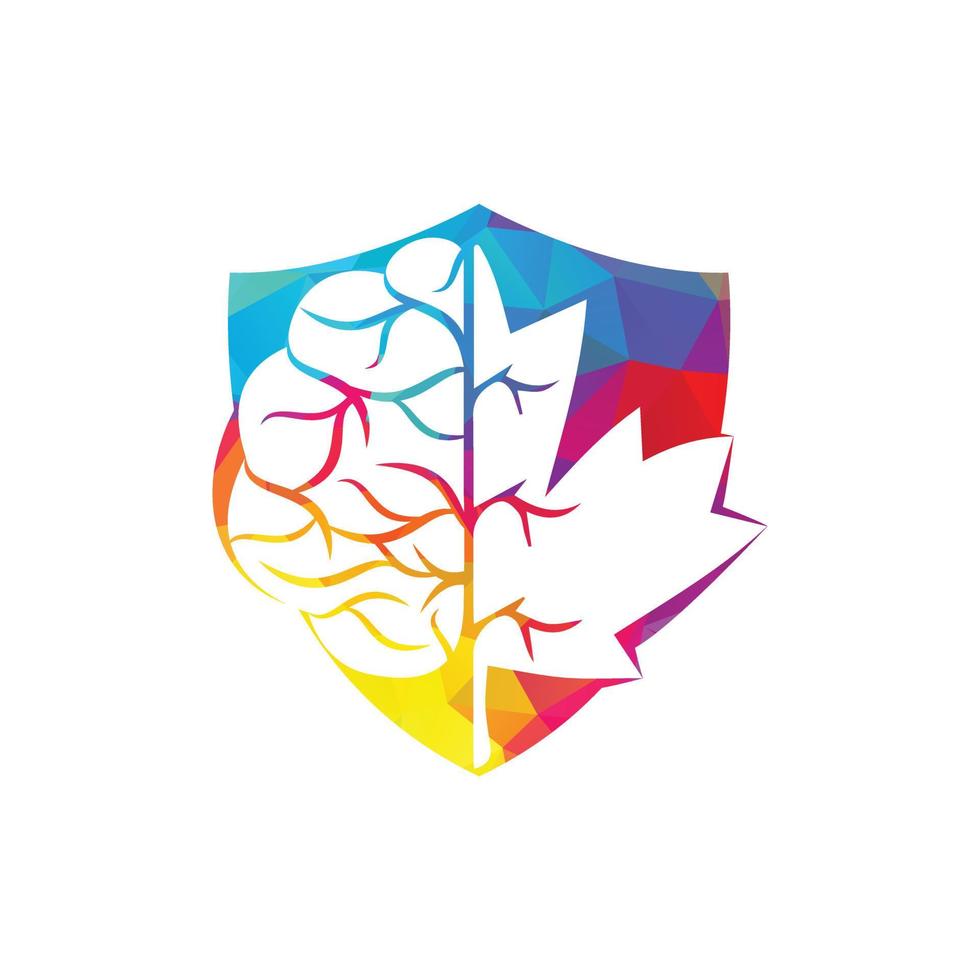 Creative brain and maple leaf logo design. Canada business sign. vector