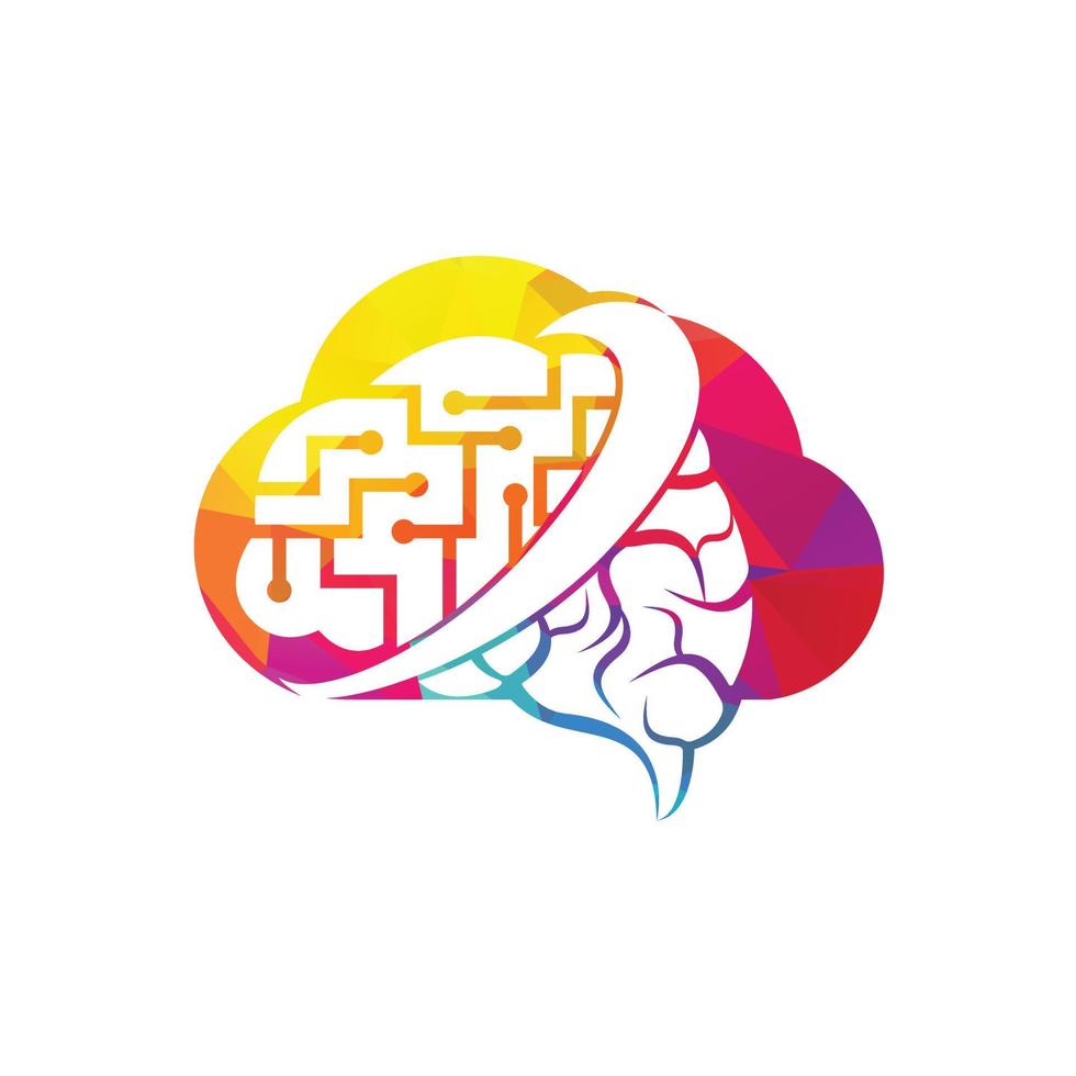 diseño del logotipo de conexión cerebral. plantilla de logotipo de cerebro digital en la nube. logo de neurología piensa en el concepto de idea. vector