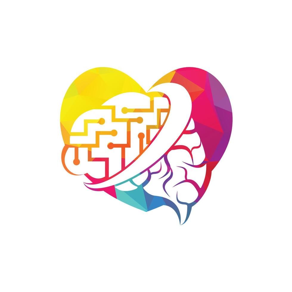 Neurology Logo template design. Digital brain in heart shape logo design. vector