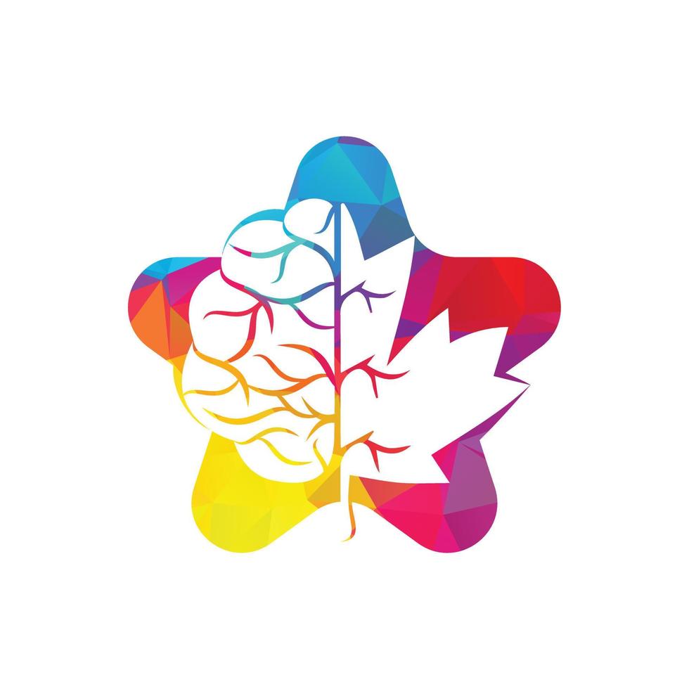 cerebro creativo y diseño de logotipo de hoja de arce. signo comercial de canadá. vector