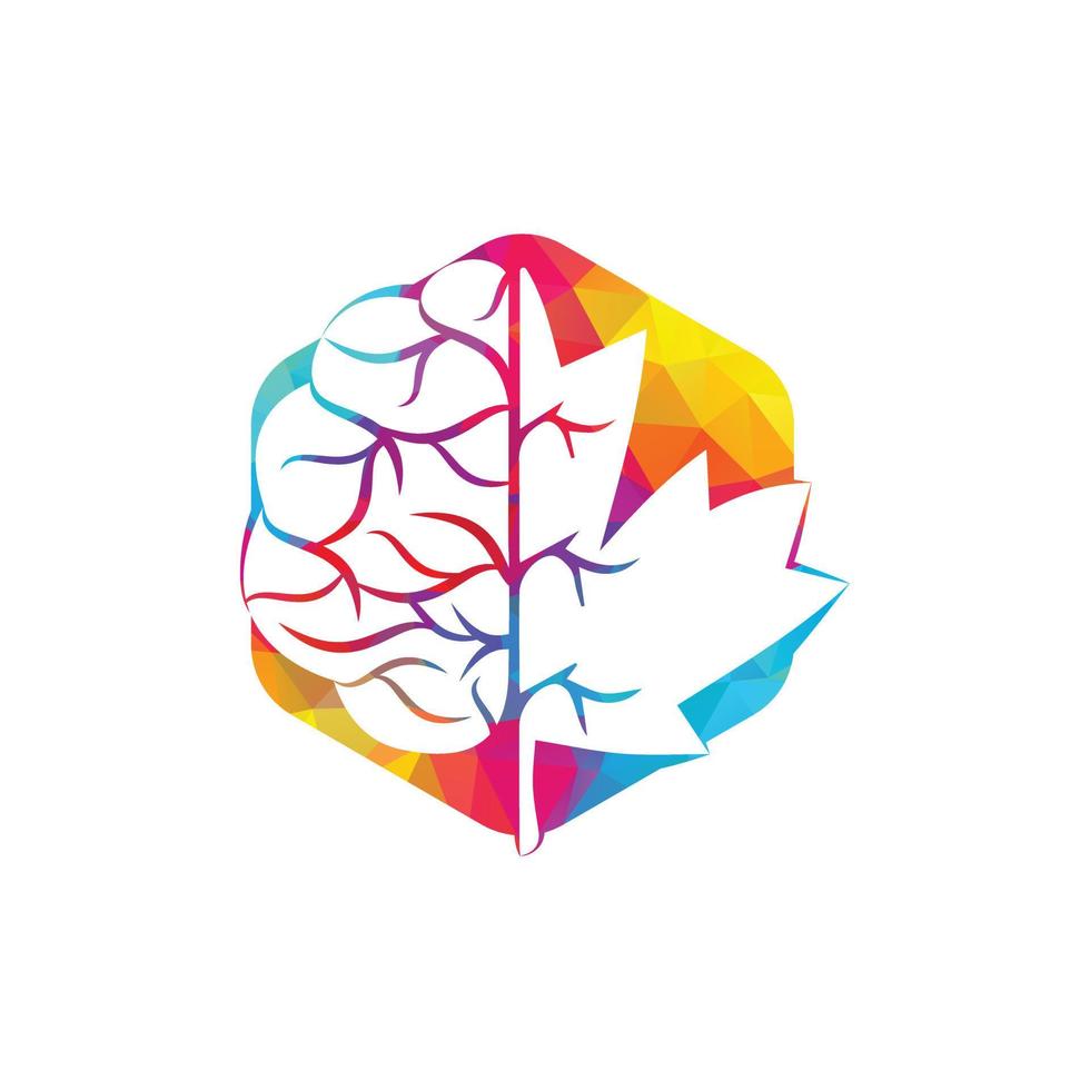 Creative brain and maple leaf logo design. Canada business sign. vector