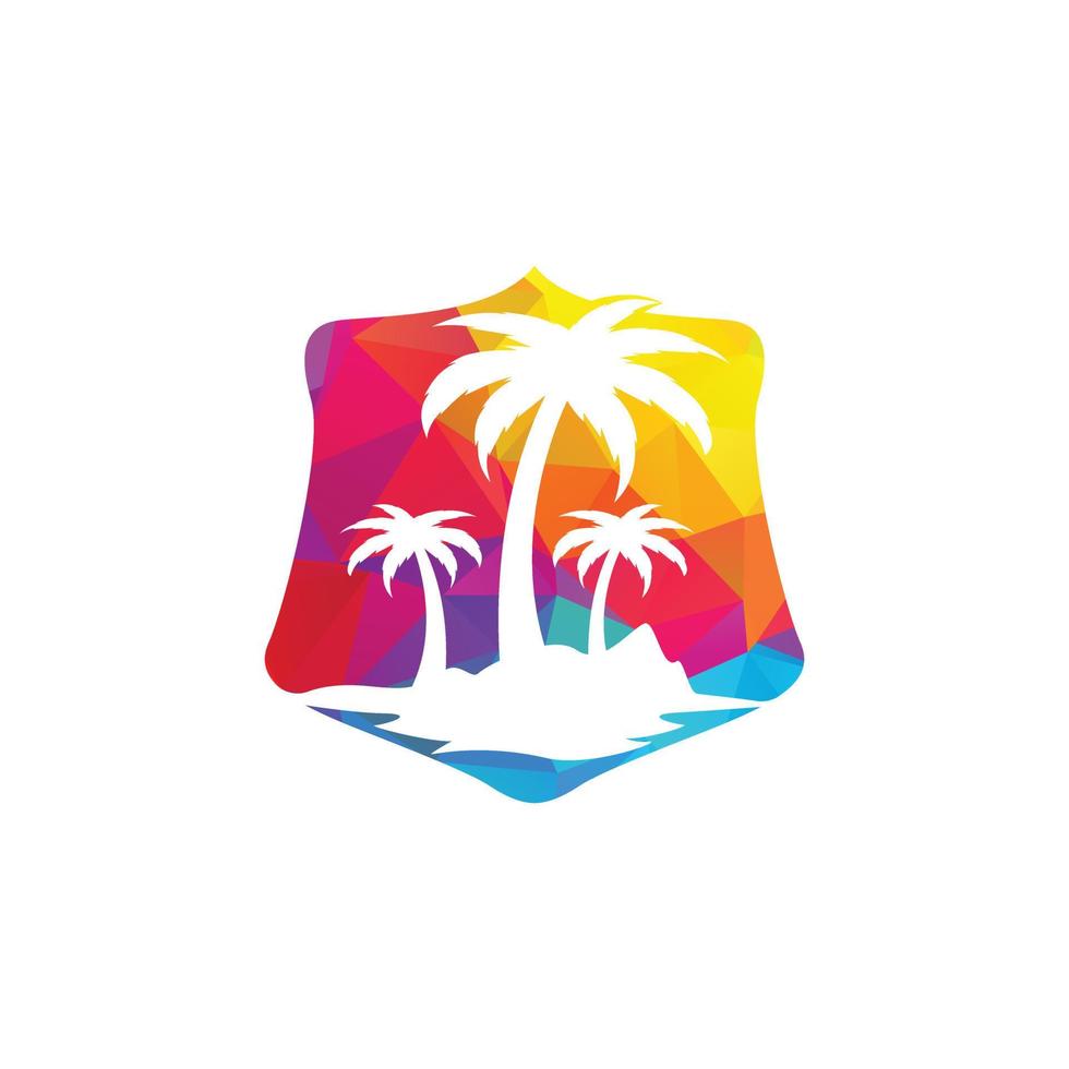 diseño de logo de playa tropical y palmera. diseño creativo del logotipo del vector de la palmera