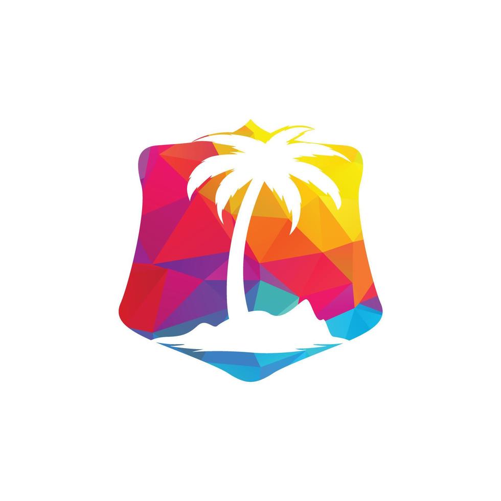 diseño de logo de playa tropical y palmera. diseño creativo del logotipo del vector de la palmera