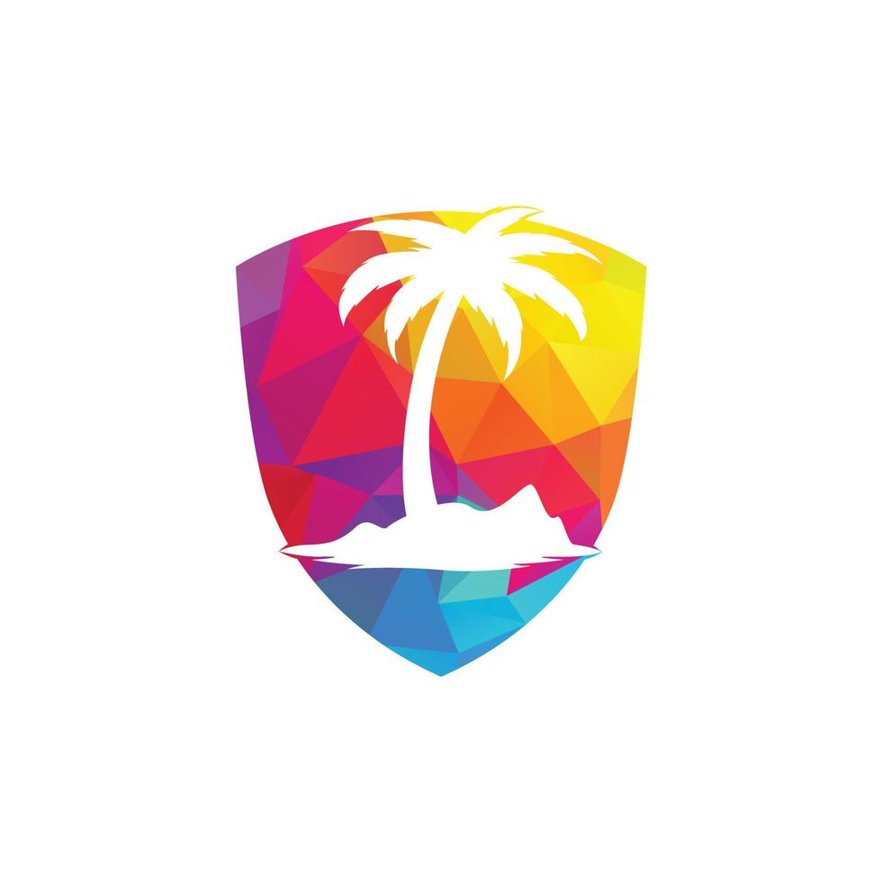 Tropical beach and palm tree logo design. Creative palm tree vector logo design