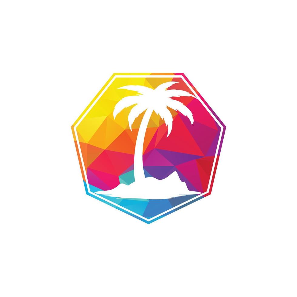 diseño de logo de playa tropical y palmera. diseño creativo del logotipo del vector de la palmera