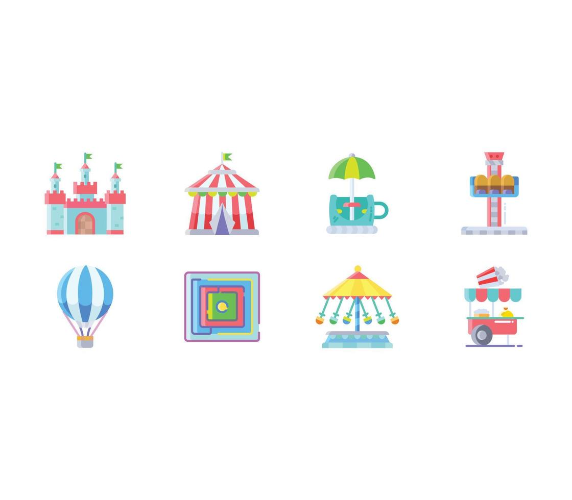 Amusement Park, carnival Set vector