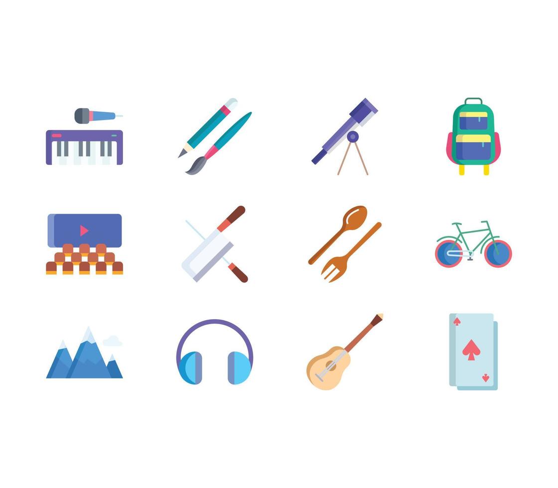 Hobbies and activities icon set vector