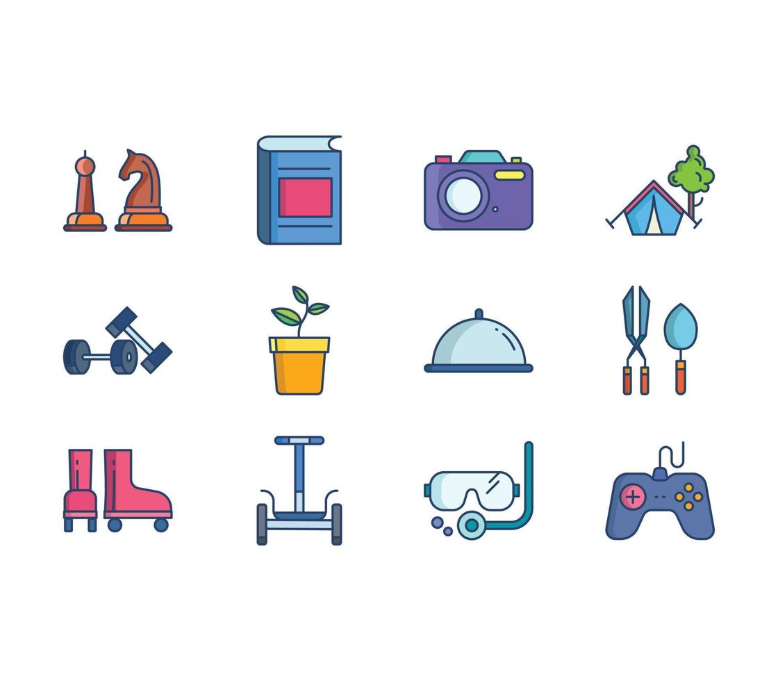 Hobbies and activities icon set vector