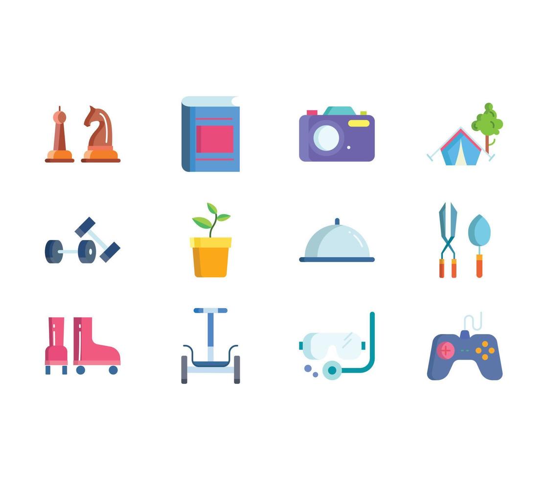 Hobbies and activities icon set vector