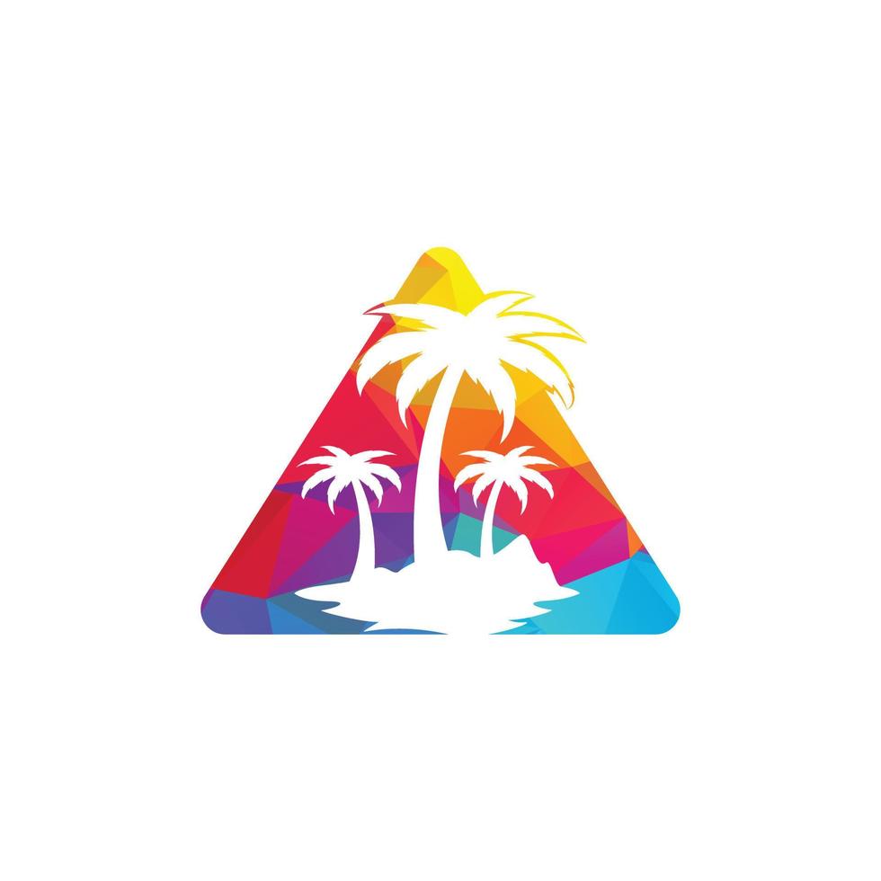 diseño de logo de playa tropical y palmera. diseño creativo del logotipo del vector de la palmera