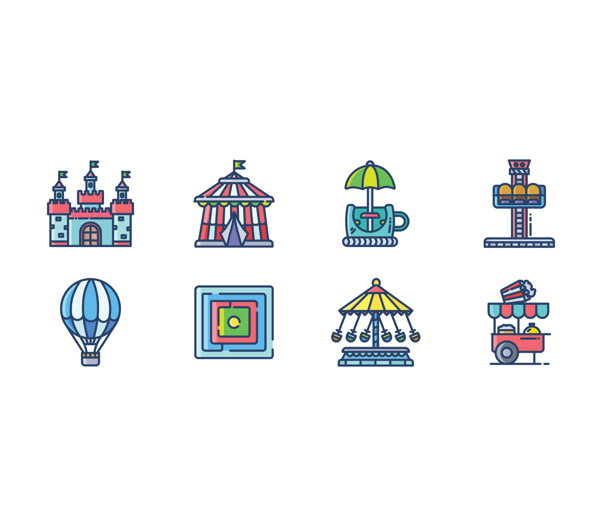 Amusement Park, carnival Set 11778027 Vector Art at Vecteezy