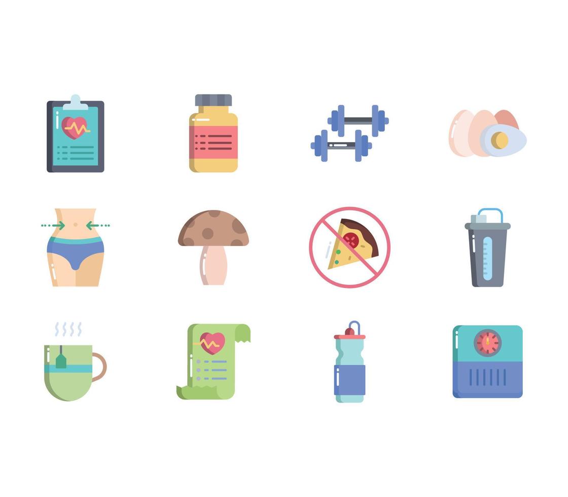 Diet And Nutrition, healthy life icon set vector