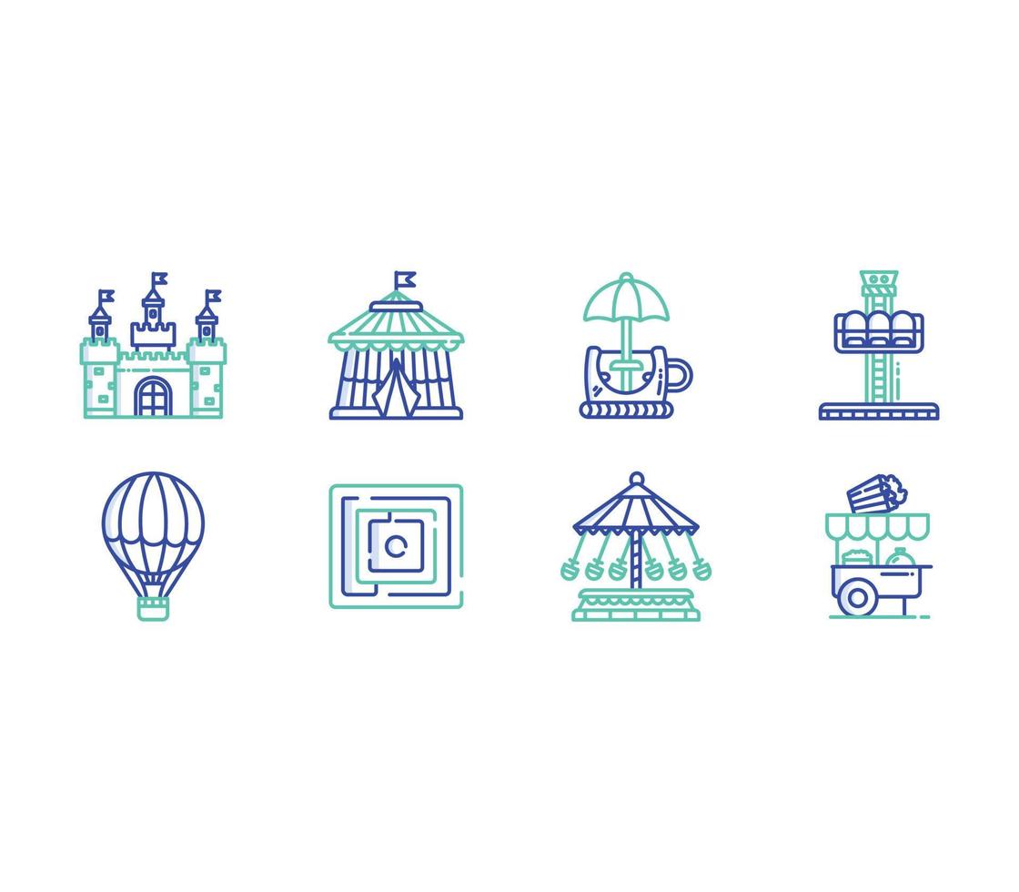 Amusement Park, carnival Set vector