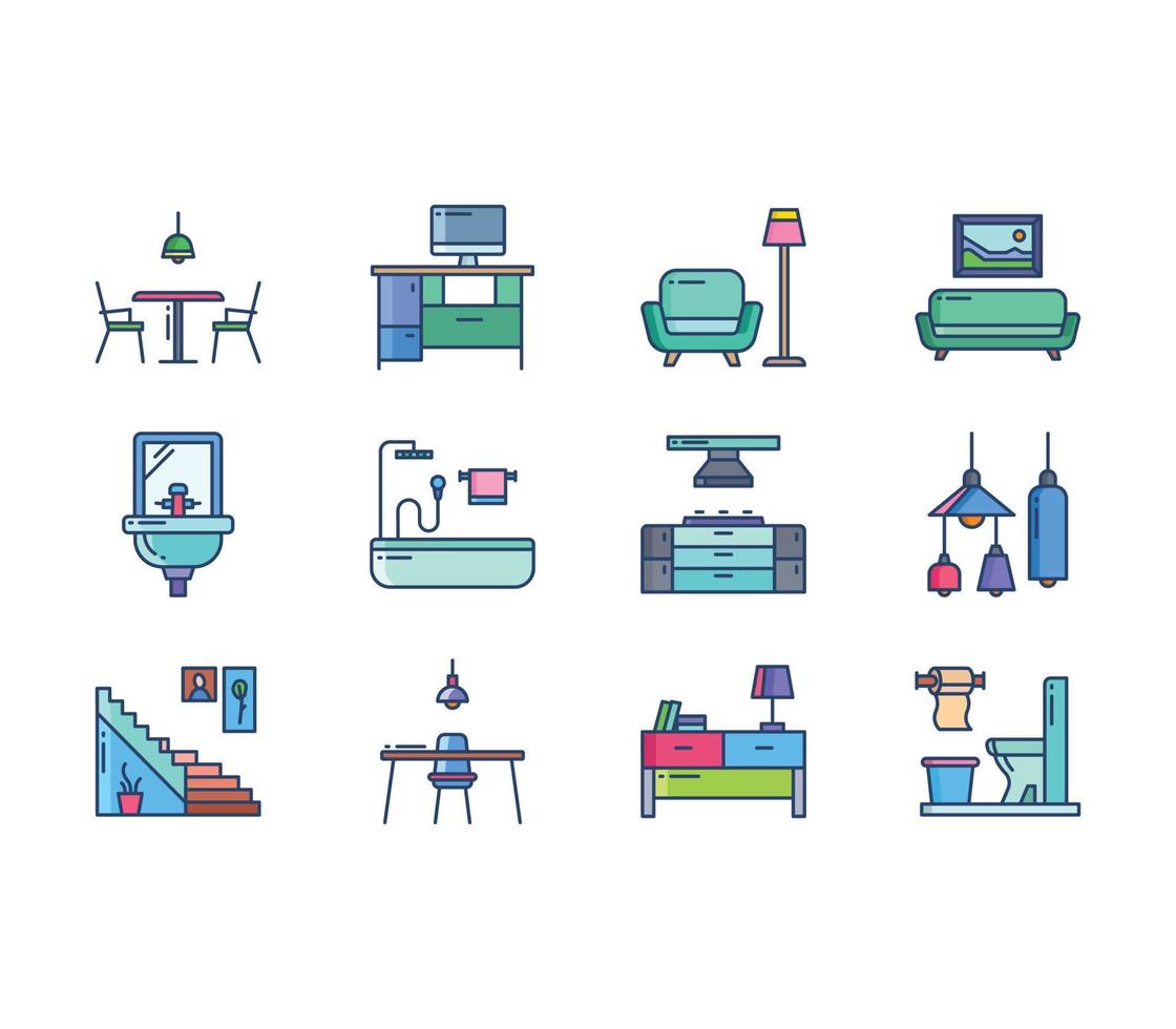 Interior and Home decor icon set vector