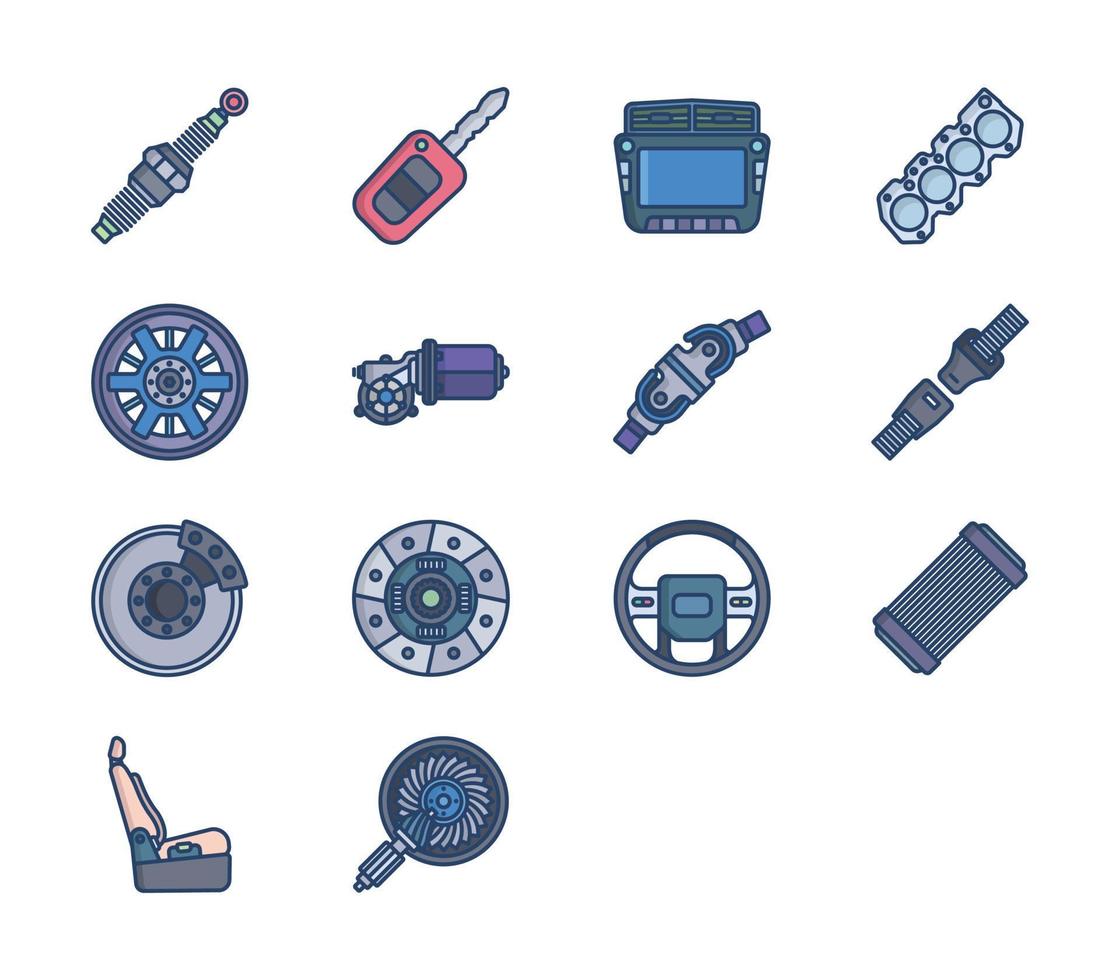 Cat equipment and Mechanical Parts set vector