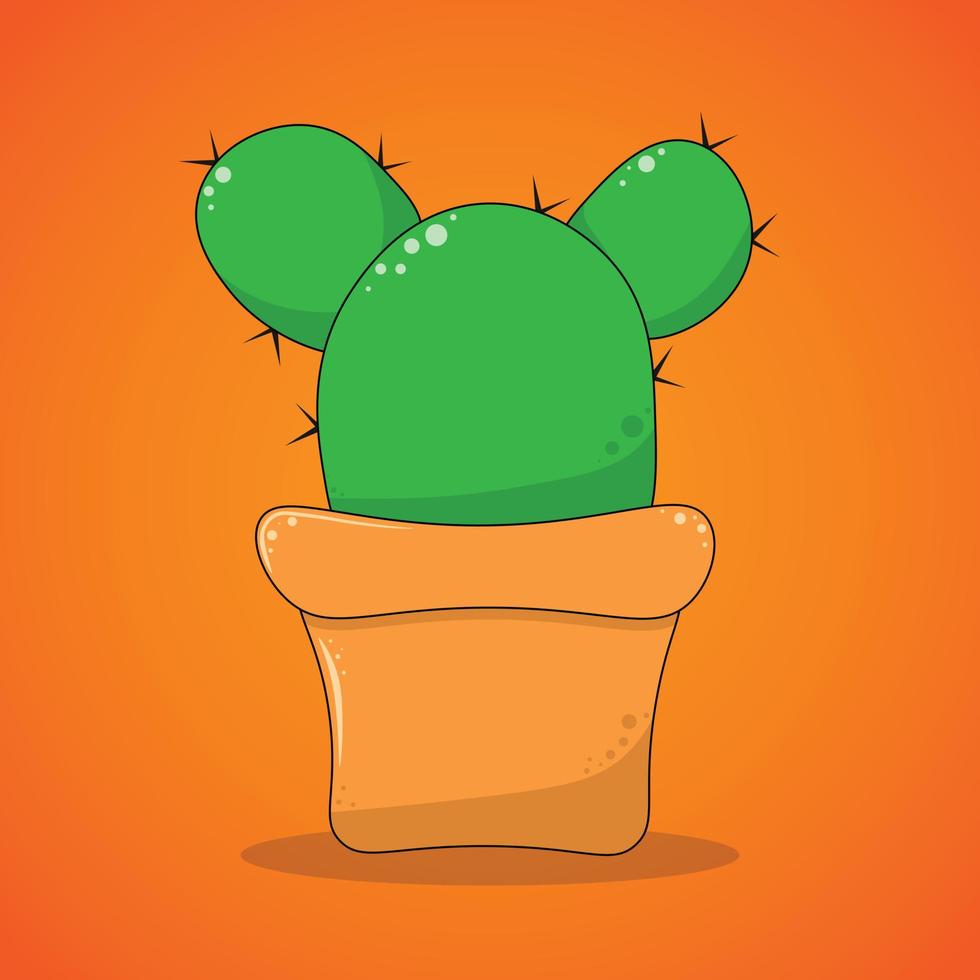 Cactus and succulent in pot domestic colorful cartoon vector illustration. Decorative flower plant. Isolated icon cacti