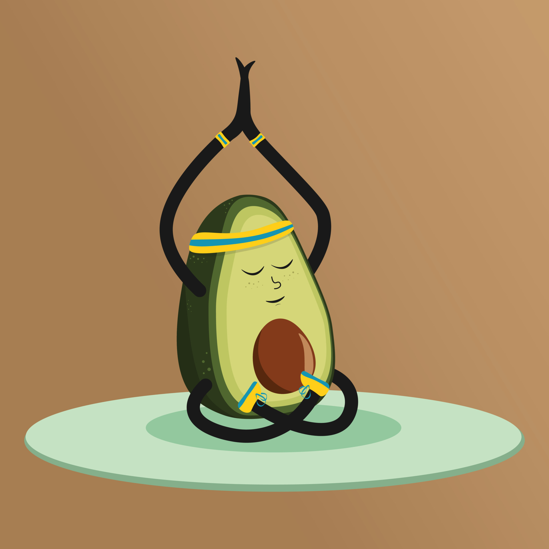 Cute Avocado in yoga pose. Funny vector cartoon fruit character isolated on  a background. Eating healthy and fitness. 11778479 Vector Art at Vecteezy