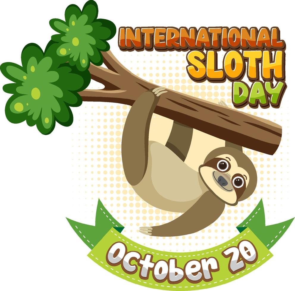 International sloth day banner concept vector