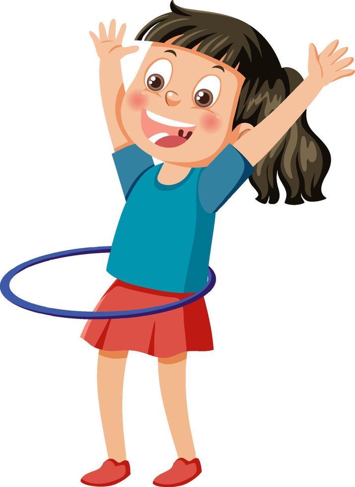 A happy girl workout with hula hoop vector