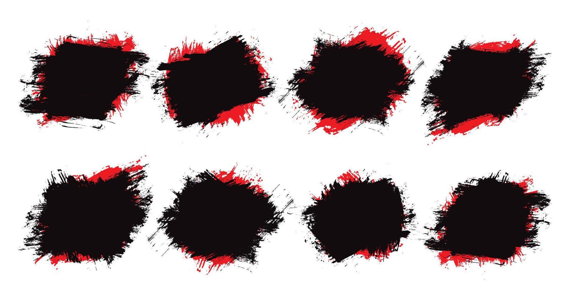 abstract red and black hand painted grunge texture set design vector