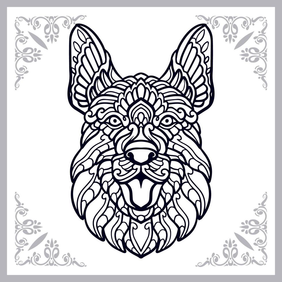 Dog head mandala arts isolated on white background vector