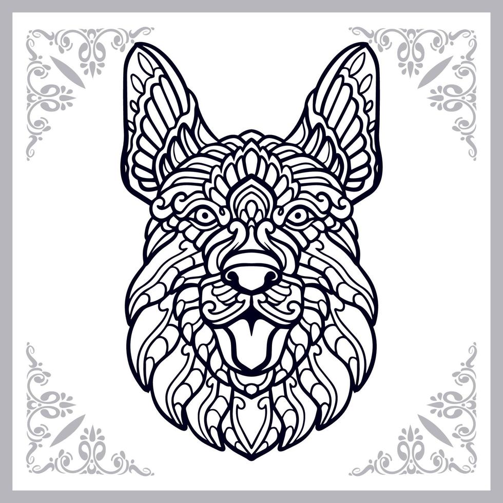 Dog head mandala arts isolated on white background vector