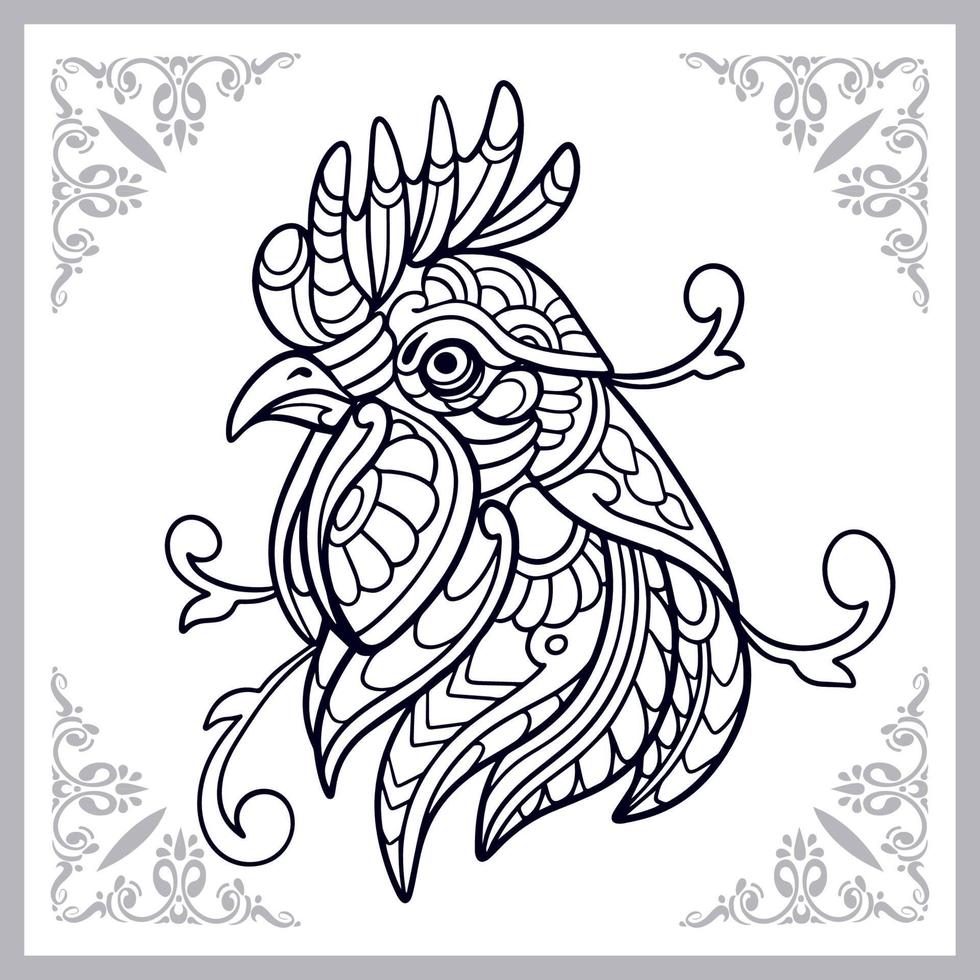 Rooster mandala arts isolated on white background vector