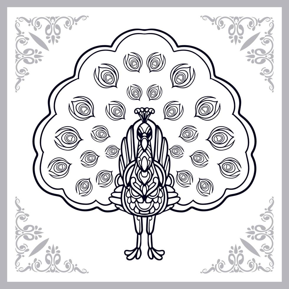 Peacock bird mandala arts isolated on white background vector