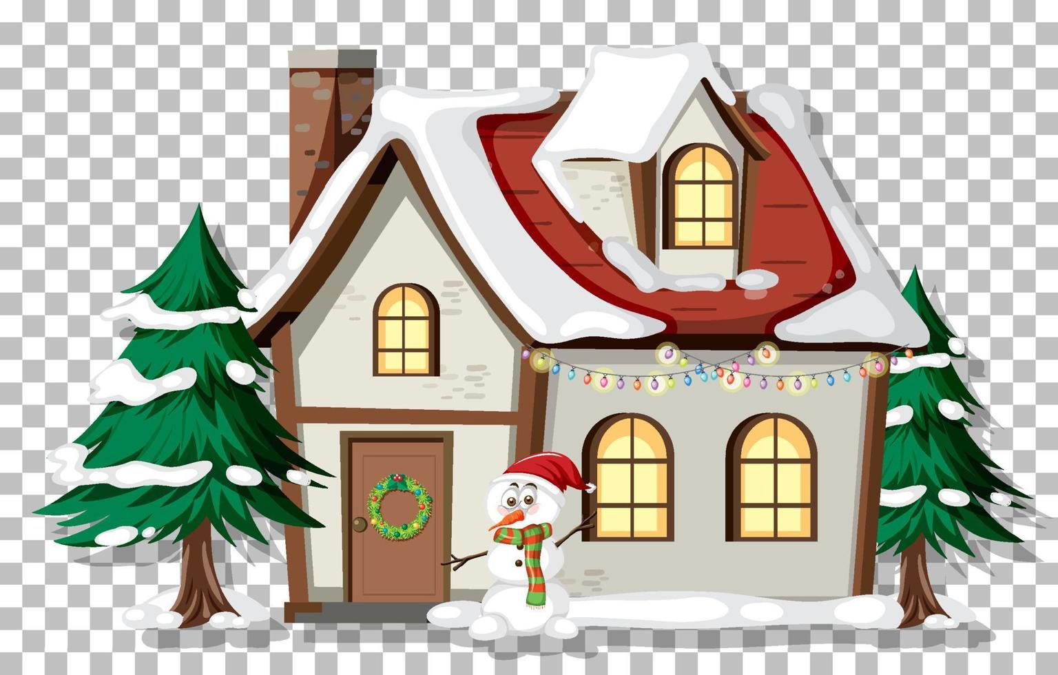 una casa decorada con tema navideño vector