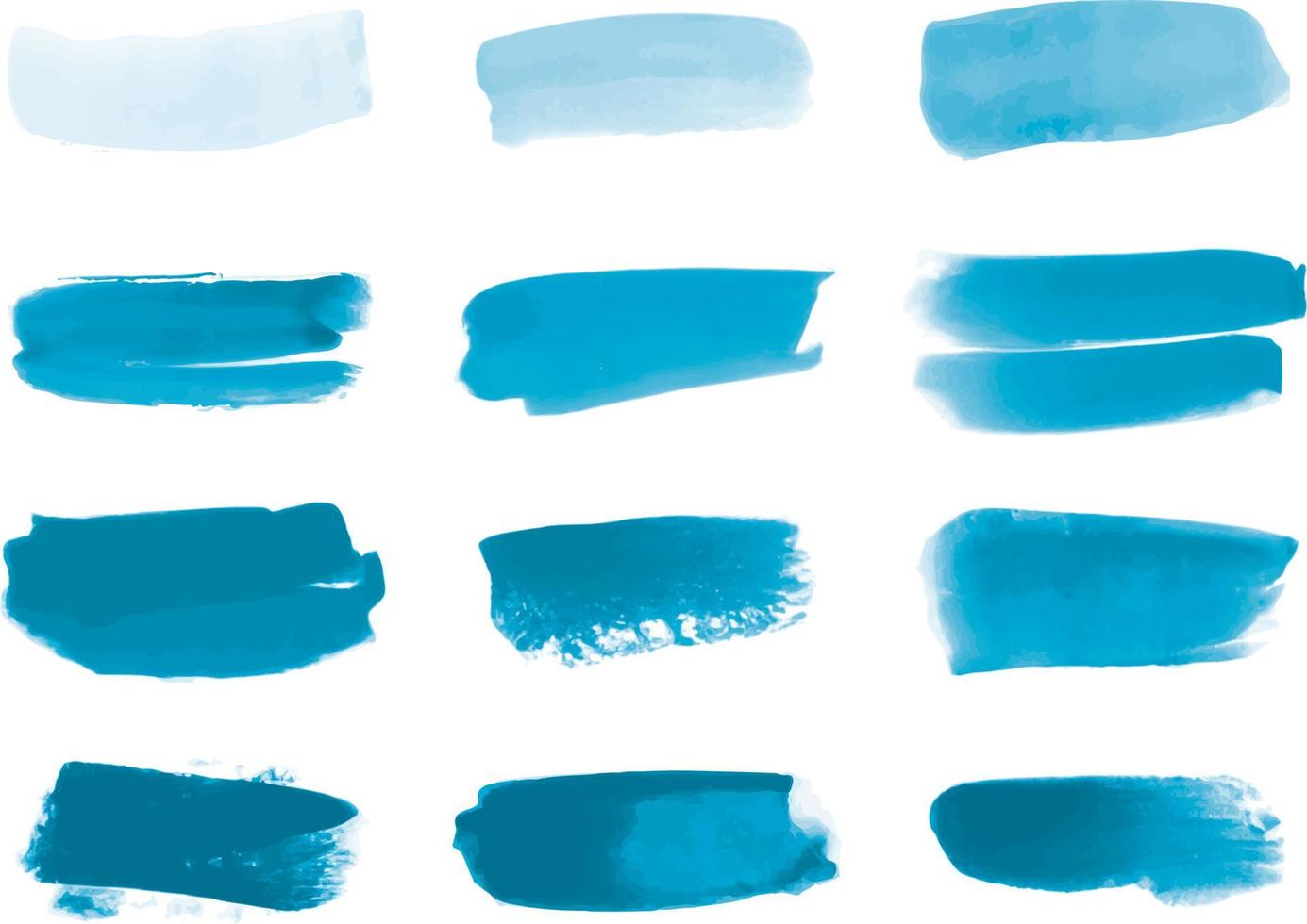 Set of blue watercolor brush stroke vector