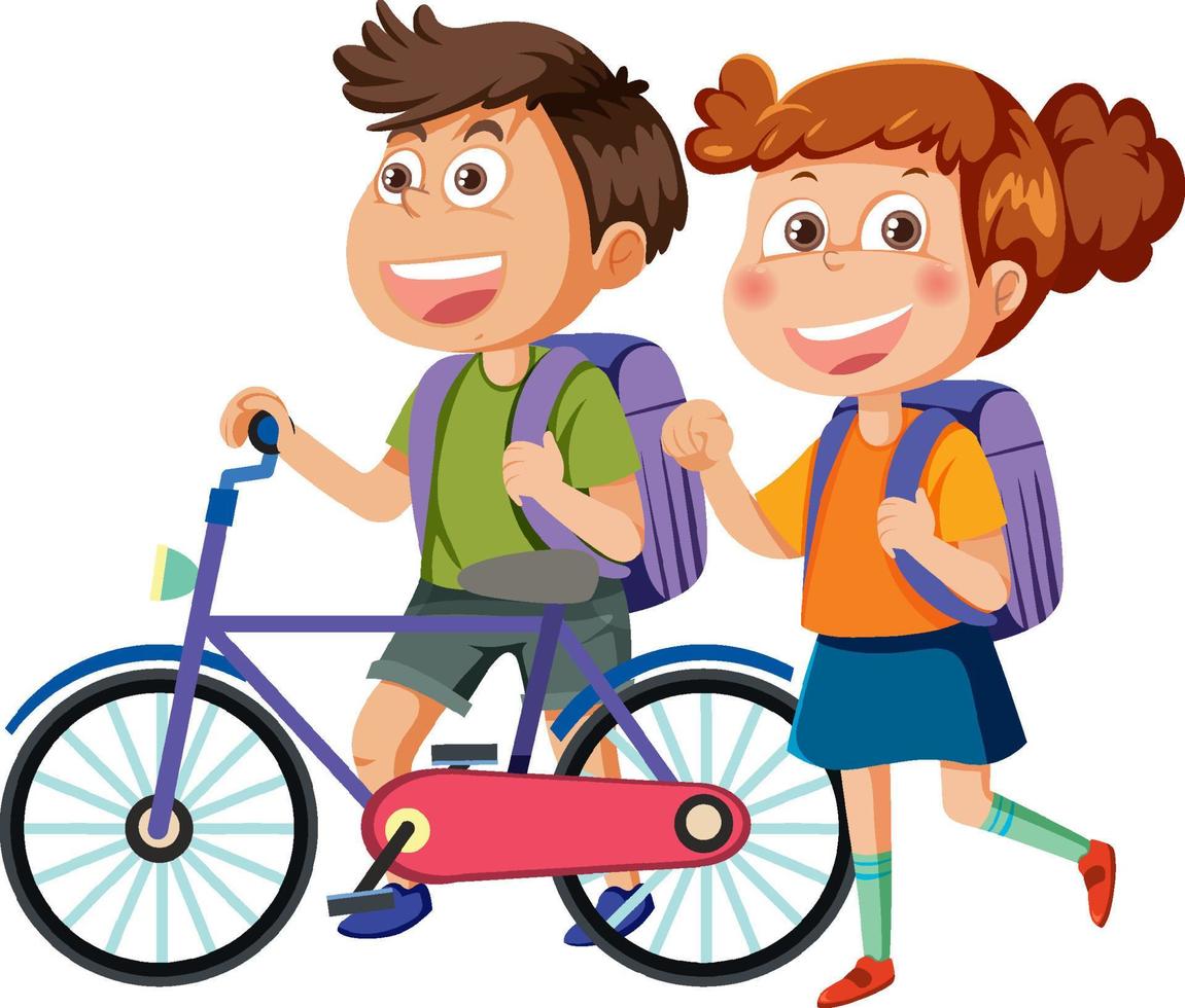 Happy student kids cartoon character vector