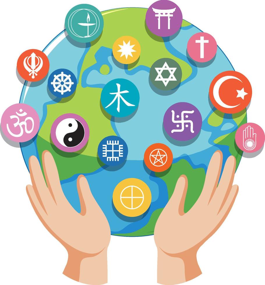 concepto de símbolos de religión mundial vector