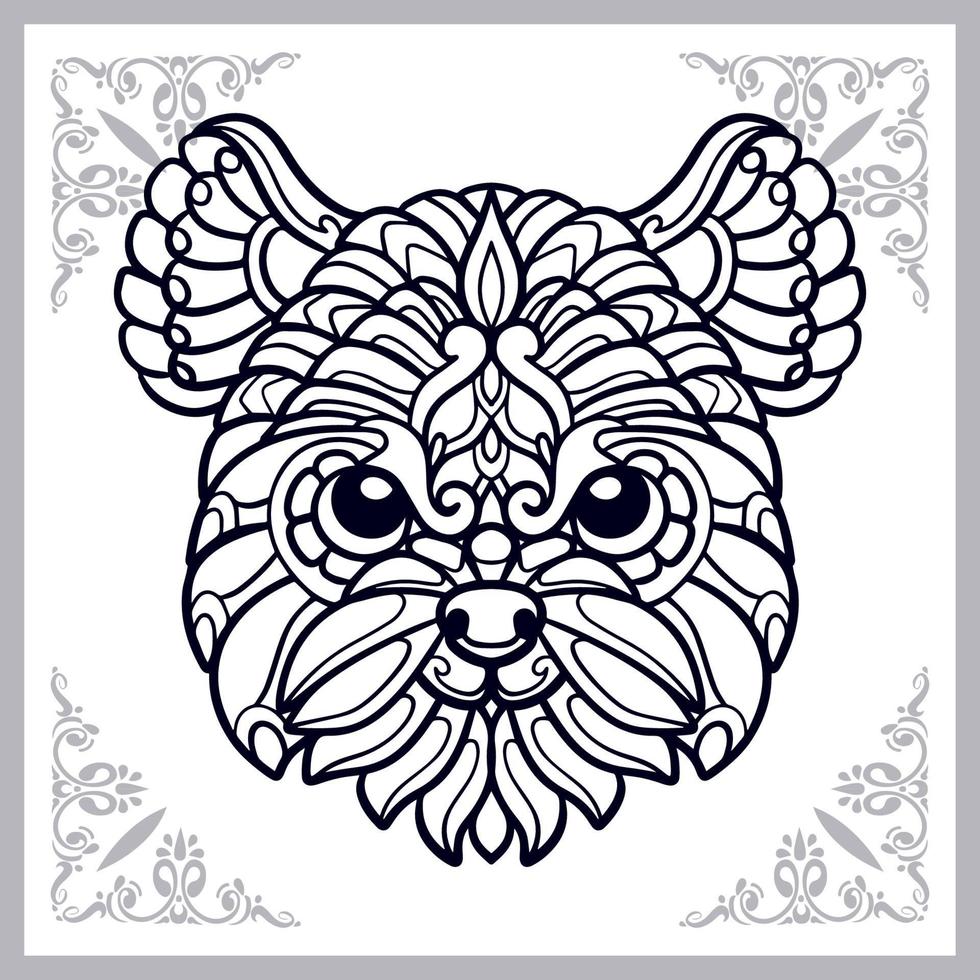 Dog head mandala arts isolated on white black background vector