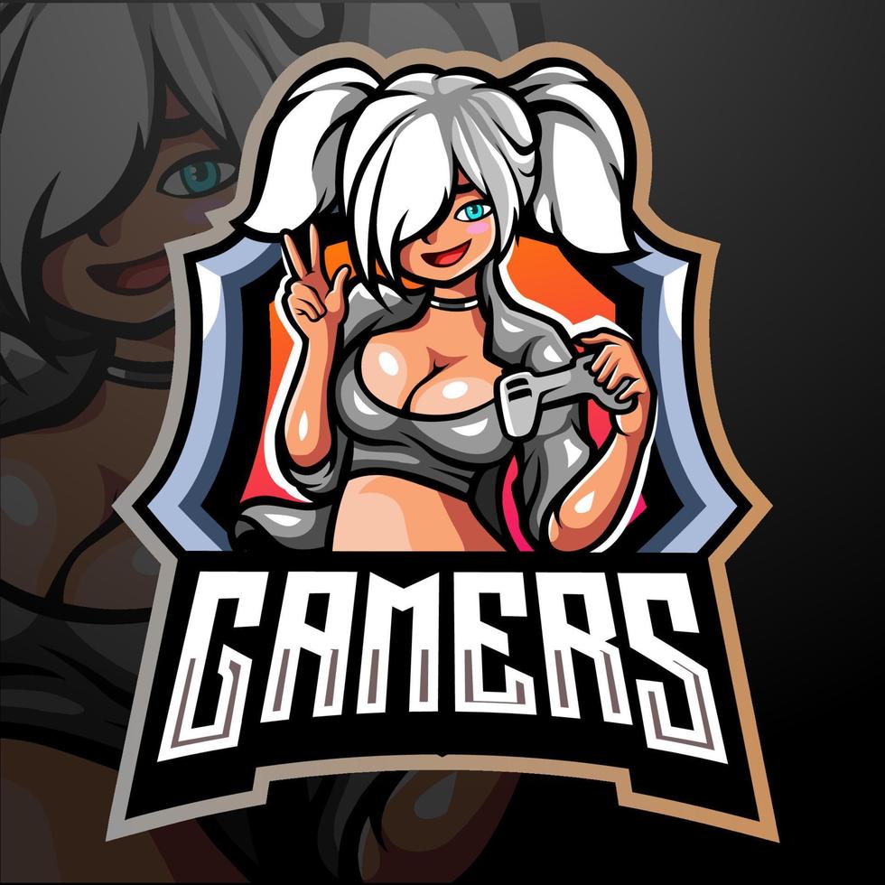 Gamer girls mascot. esport logo design vector