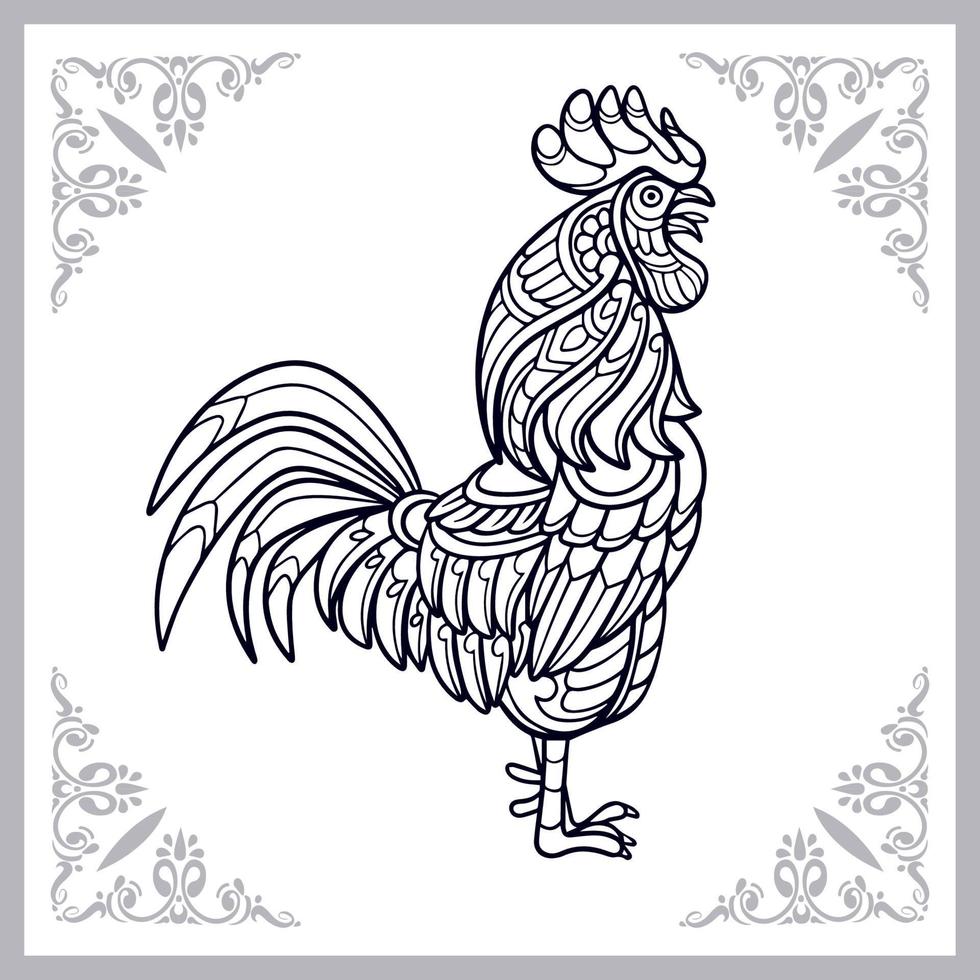 Rooster mandala arts isolated on white background vector