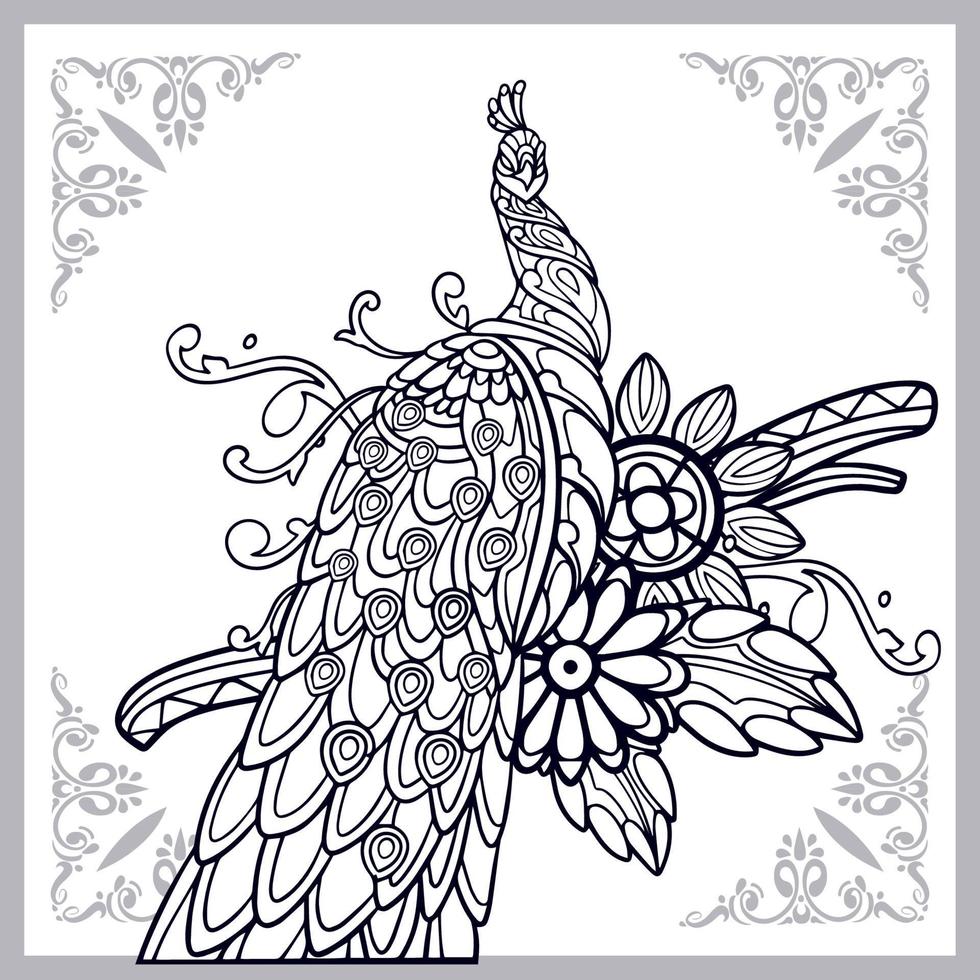Peacock bird mandala arts isolated on white background vector